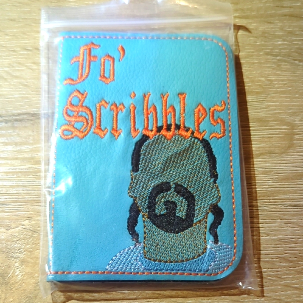Blue and Orange Embroidered Notepad Cover